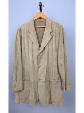 Giorgio Armani Classico Goat Suede Jacket Beige Made In Italy Size 58 (Italy)